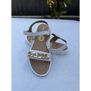 Giulia Palai Girls White Gold Chain Sandals Size 3 Made in Italy